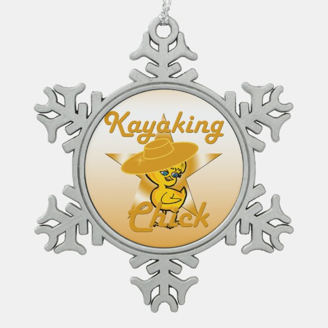 Kayaking Chick #10 Schneeflocken Zinn-Ornament (Vorderseite)