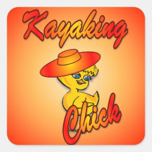 Kayaking Chick #5 Quadratischer Aufkleber