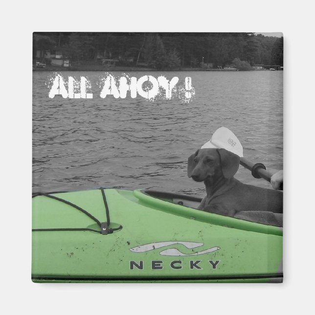 Kayaking Dackel Hund Magnet (Vorne)