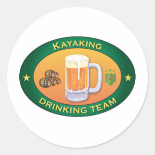 Kayaking Drink Team Runder Aufkleber