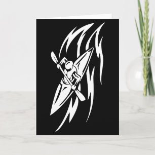 Kayaking Extreme Sport Grafik in Schwarz & Weiß Karte