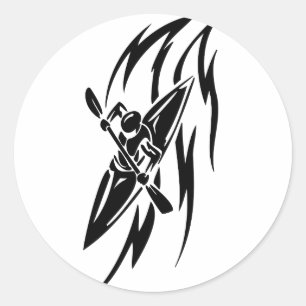 Kayaking extreme Sport-Grafik in Schwarzem u. im Runder Aufkleber