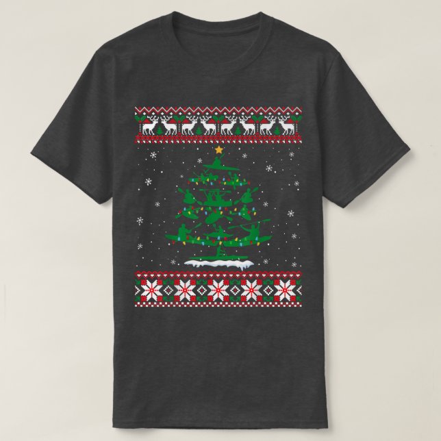 Kayaking  For Men Women Kayak Christmas Tree Ugly  T-Shirt (Design vorne)