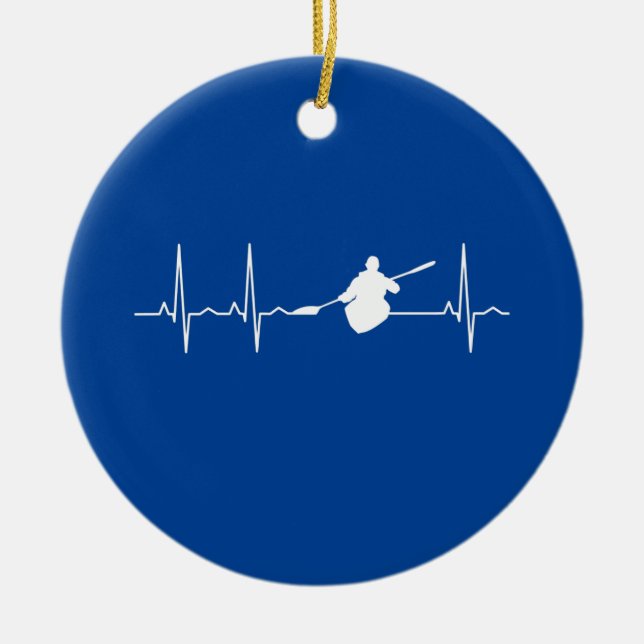 Kayaking Heartbeat Keramik Ornament (Vorne)