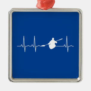 Kayaking Heartbeat Ornament Aus Metall