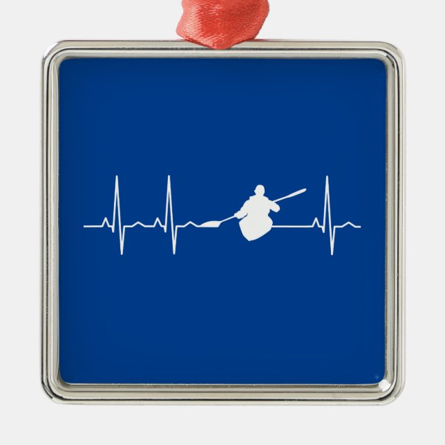 Kayaking Heartbeat Ornament Aus Metall (Vorne)