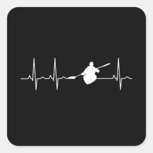 Kayaking Heartbeat Quadratischer Aufkleber