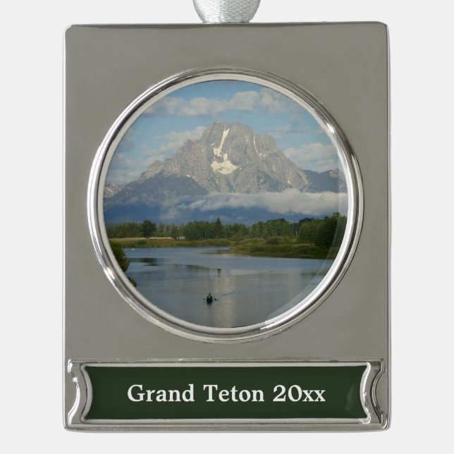 Kayaking in Grand Teton Nationalpark Banner-Ornament Silber (Vorderseite)