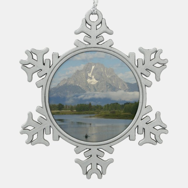 Kayaking in Grand Teton Nationalpark Schneeflocken Zinn-Ornament (Vorderseite)
