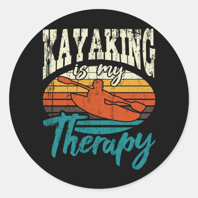 Kayaking ist meine Therapie Funny Kayaking Kayak L Runder Aufkleber (Vorderseite)