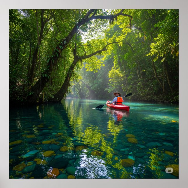 Kayaking Jungle River Poster (Vorne)