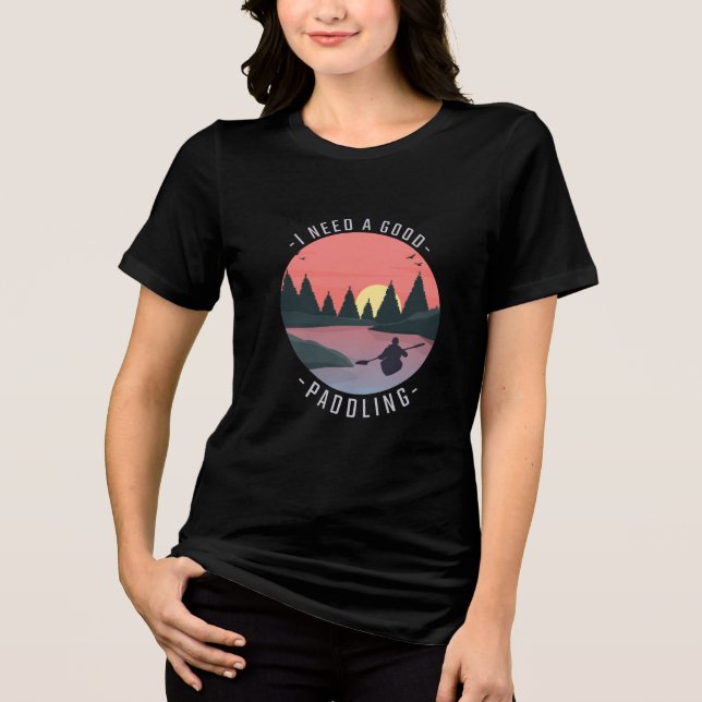 Kayaking Kayak Paddling Tri-Blend Shirt (Vorderseite)