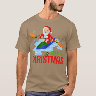 Kayaking Lover Xmas Lights Funny Santa Kayaking Ch T-Shirt
