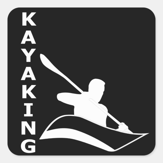 Kayaking Quadratischer Aufkleber (Vorderseite)