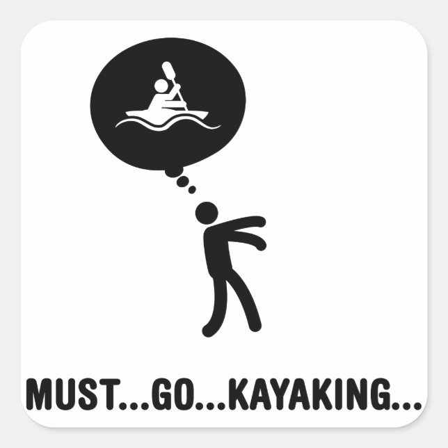 Kayaking Quadratischer Aufkleber (Vorderseite)