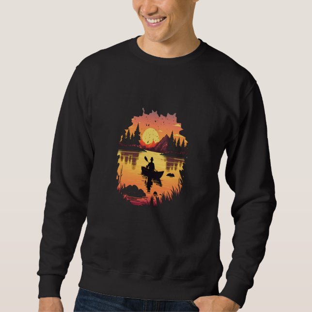Kayaking River Camper River Boating In Sunset Sweatshirt (Vorderseite)