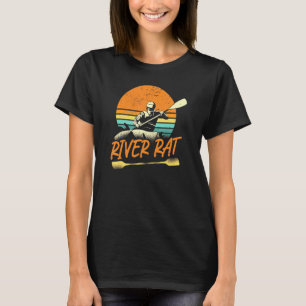 Kayaking River Rat Retro Vintag Sunset T-Shirt