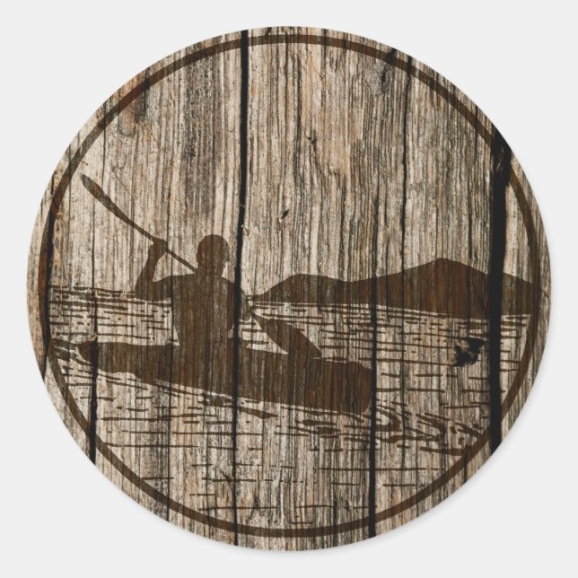 Kayaking Runder Aufkleber (Vorderseite)