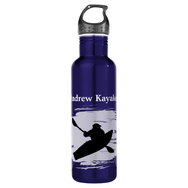 Kayaking - silhouette of kayaker - Personalize Edelstahlflasche (Vorderseite)