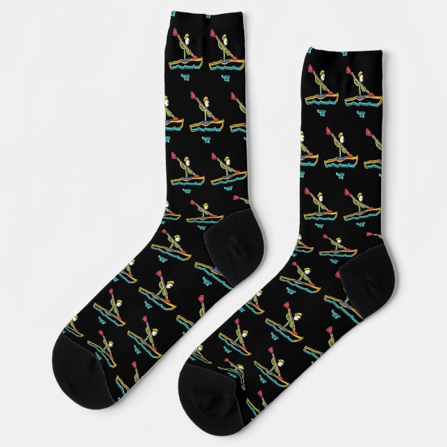 Kayaking-Strichmännchen Socken (Linkes Detail)