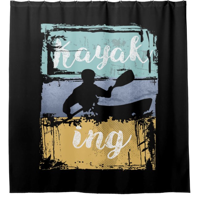 Kayaking T-Shirt - Vintag Retro Kayak Duschvorhang (Vorderseite)