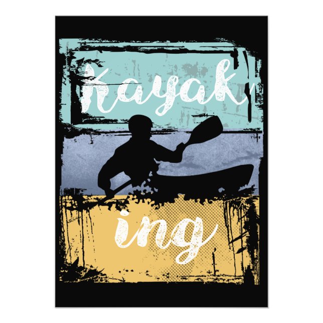 Kayaking T-Shirt - Vintag Retro Kayak Fotodruck (Vorne)