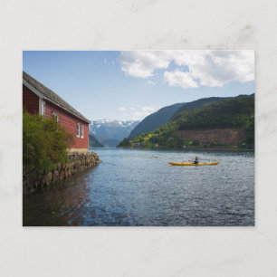 Kayaking the Hardangerfjord in Norwegen Postkarte