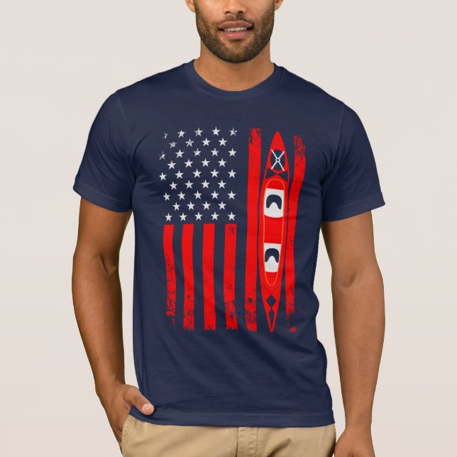 Kayaking US-Flagge T-Shirt (Vorderseite)