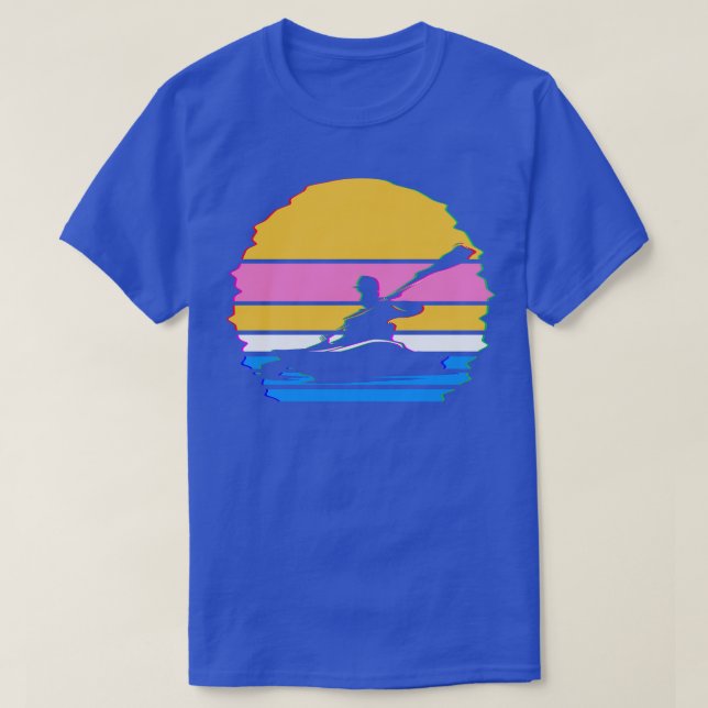 Kayaking Vaporwave Silhouette Kanufahrt Kayak Cano T-Shirt (Design vorne)