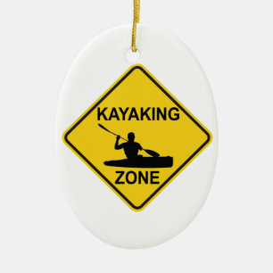 Kayaking Zone Road Sign Keramik Ornament