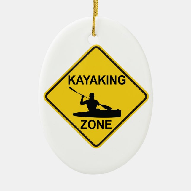 Kayaking Zone Road Sign Keramik Ornament (Vorne)