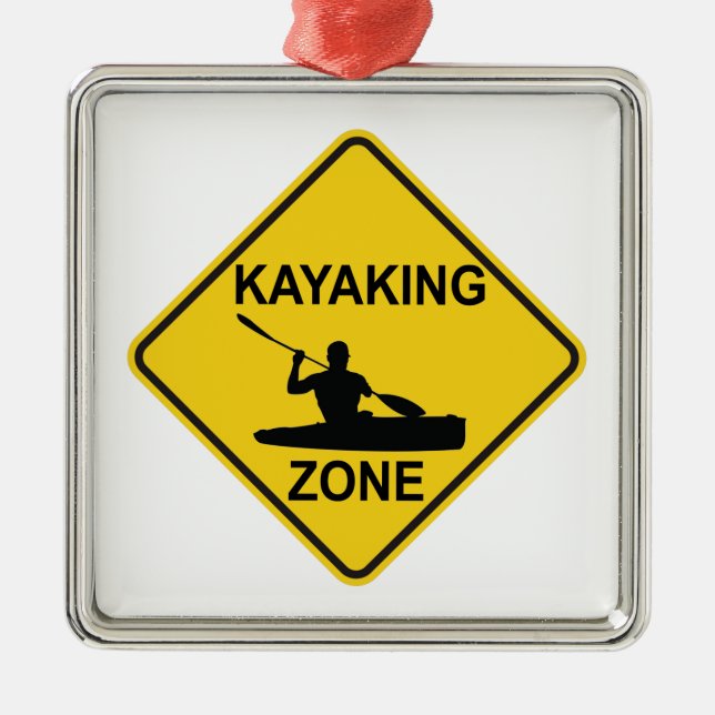 Kayaking Zone Road Sign Silbernes Ornament (Vorne)