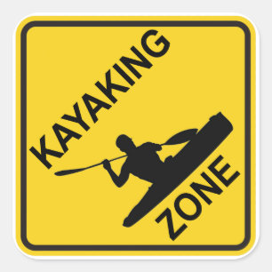 Kayaking Zonen-Verkehrsschild Quadratischer Aufkleber