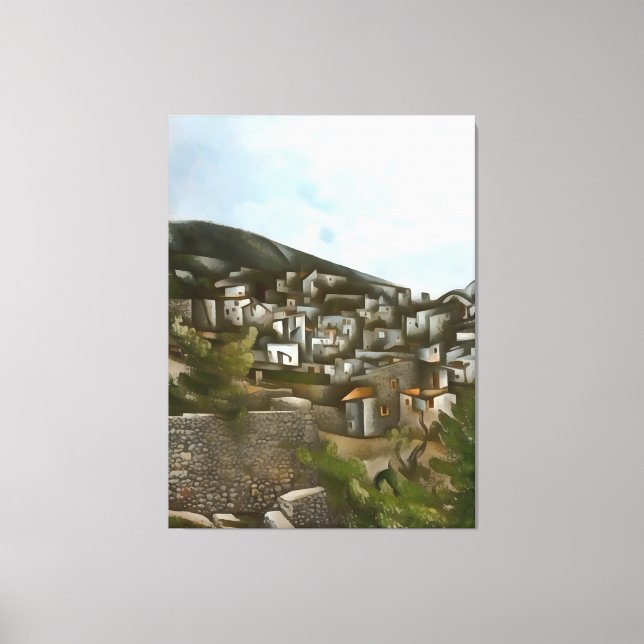 Kayakoy Historische griechische Häuser Abstrakt Leinwanddruck (Vorderseite)