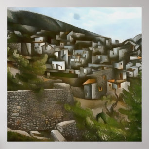 Kayakoy Historische griechische Häuser Abstrakt Poster