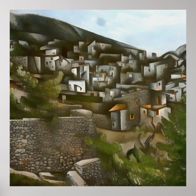 Kayakoy Historische griechische Häuser Abstrakt Poster (Vorne)