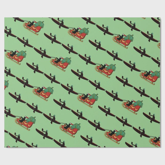 Kayaks Pulling Santa's Schlittenwrapping Paper Geschenkpapier (Flach)