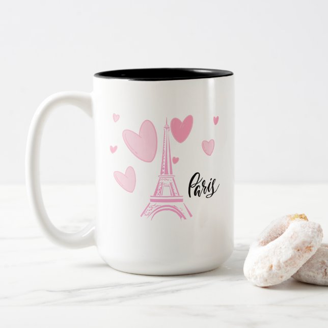 Kaye und Summer Paris Zweifarbige Tasse (Mit Donut)
