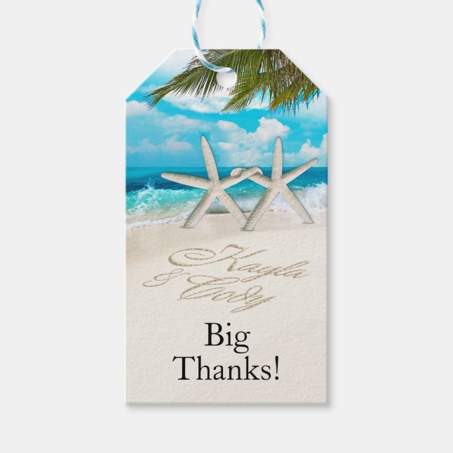 KAYLA Starfish Couple FRAGTE 4 IHRE NAMEN IN SAND Geschenkanhänger (Vorderseite)