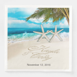 KAYLA Starfish Couple FRAGTE 4 IHRE NAMEN IN SAND Serviette