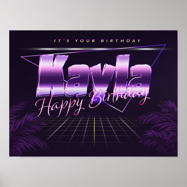 Kayla Vorname lila retro Pfannster Geburtstag Poster (Vorne)