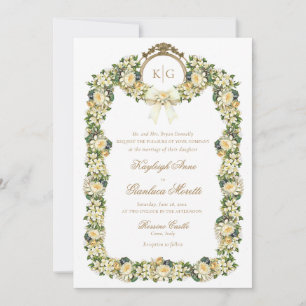 Kayleigh Vintag Yellow Gold Wappen Floral Wedding Einladung