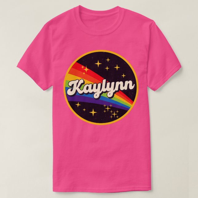 Kaylynn Regenbogen im Weltraum Vintager Stil T-Shirt (Design vorne)