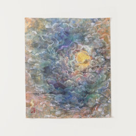 Kayoiji: Moon's Journey Through Ethereal Clouds Wandteppich