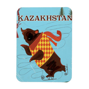 Kazakhstan Cartoon Vintage Reiseplakat Magnet