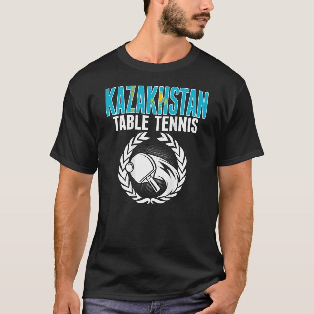 Kazakhstan Table Tennis Fans   Kazakhstani Flag Pi T-Shirt (Vorderseite)