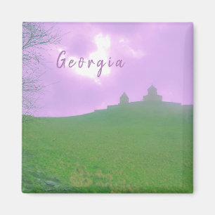 Kazbegi Georgia Gergeti Church Mountain Landschaft Magnet