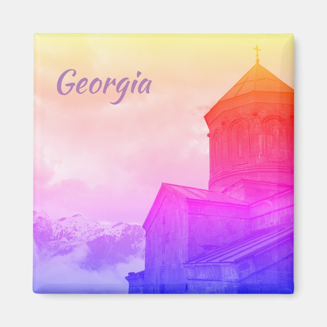 Kazbegi Georgia Gergeti Church Mountain Landschaft Magnet (Vorne)