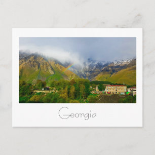 Kazbegi Georgia Kaukusgebirge Regenbogen Postkarte