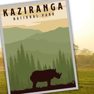 Kaziranga Nationalpark Safari Indien Reise  Postkarte